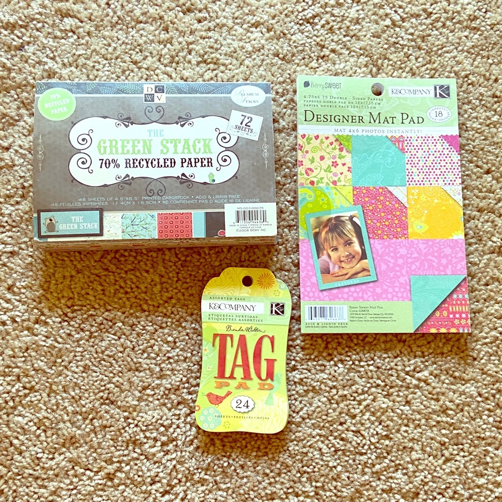 New Scrapbooking Paper Pads -Assorted set of 3